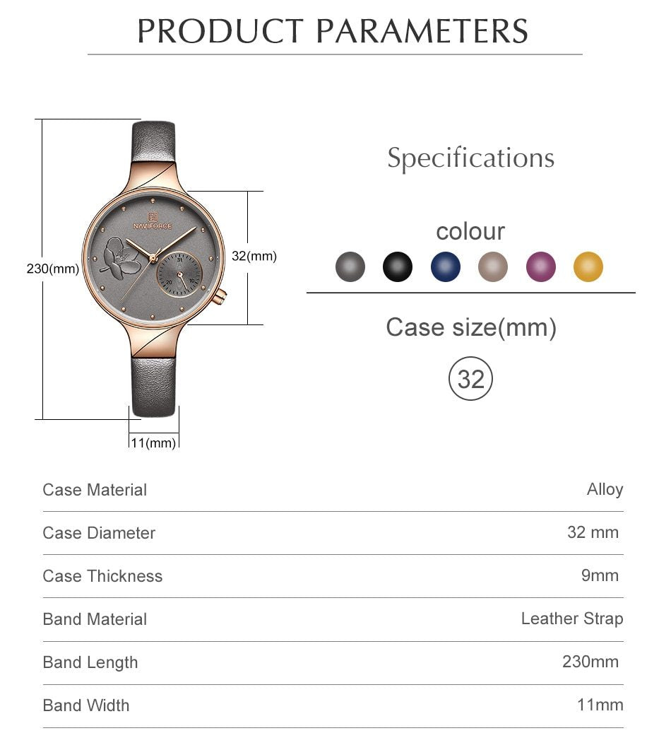 Luxury Fashion Quartz Ladies Wrist Watch with leather strap and waterproof design from The Clothing Company Sydney