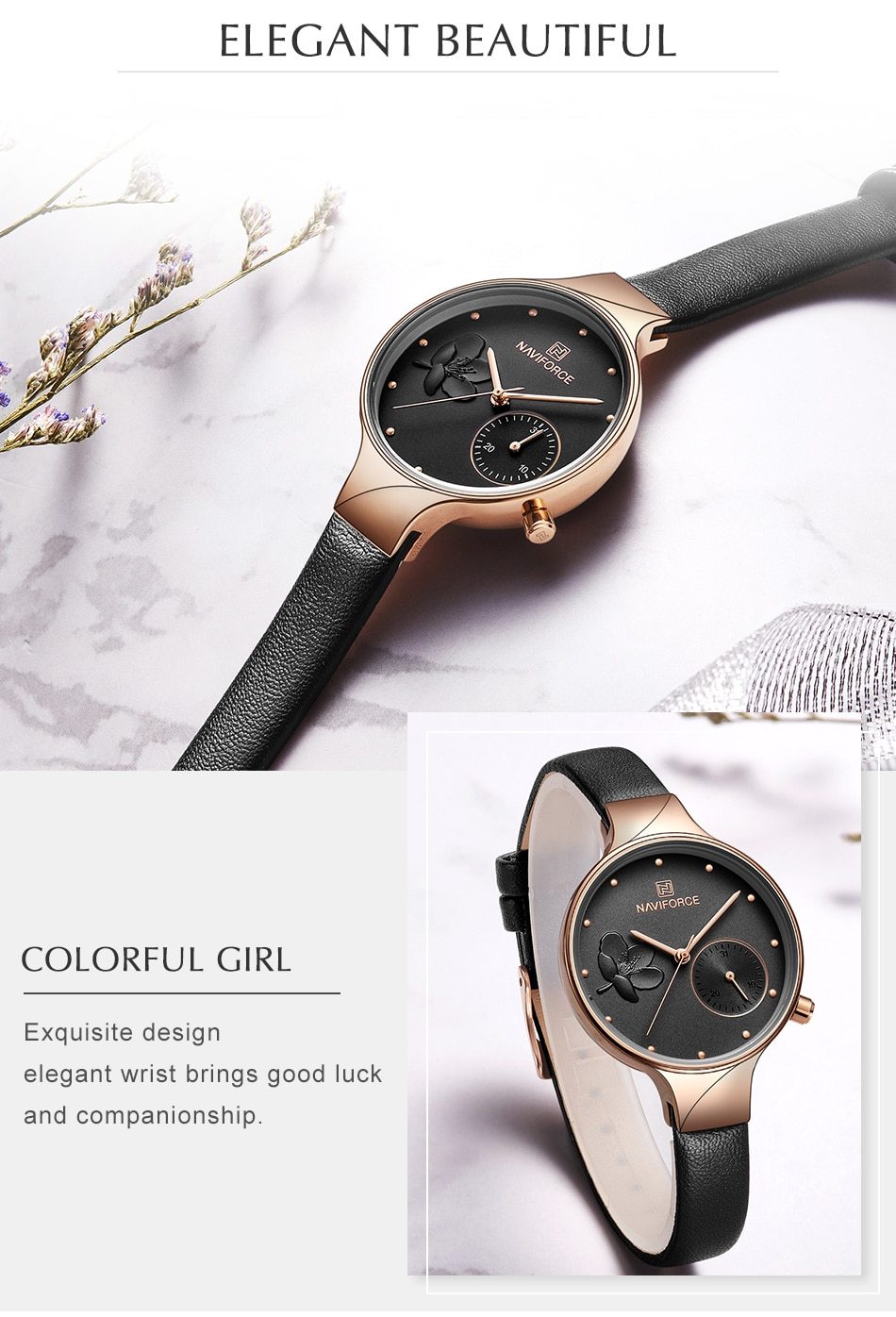 Luxury leather quartz wrist watch for ladies, waterproof fashion watch by The Clothing Company Sydney, with a sleek design.