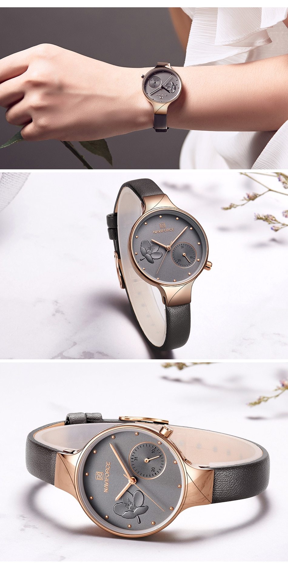 Luxury Fashion Quartz Ladies Watch by The Clothing Company Sydney, leather strap, waterproof design, stylish and elegant wristwatch.