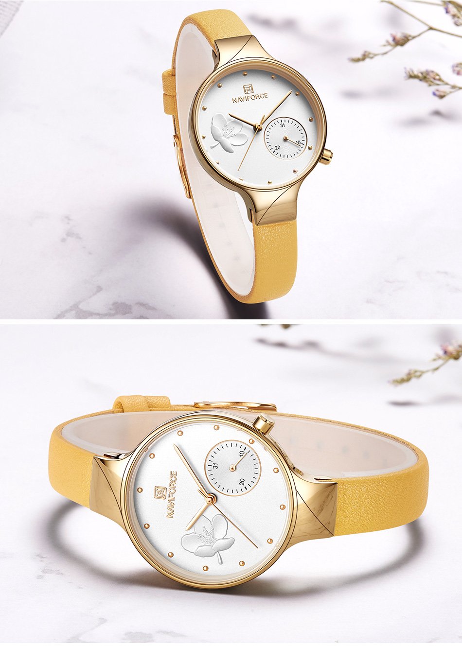 Luxury Fashion Quartz Ladies' Leather Waterproof Watch by The Clothing Company Sydney, showing the elegant watch face and leather strap.