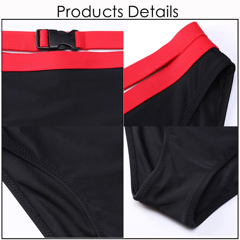 2 Piece Bandage Bralette Top High Cut Swimsuit Black Red Swimwear Bikini The Clothing Company Sydney