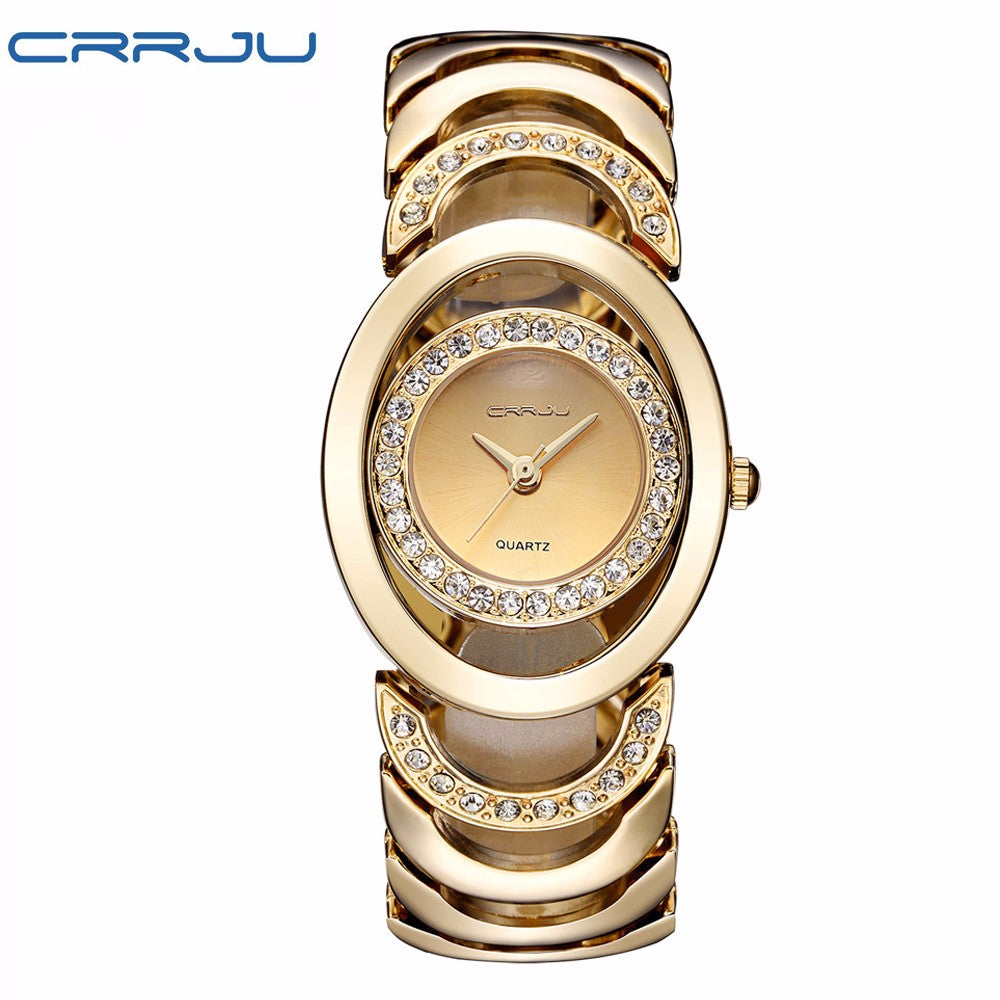 Ladies' luxury stainless steel bracelet watch with rhinestones and quartz movement, stylish and elegant accessory by The Clothing Company Sydney