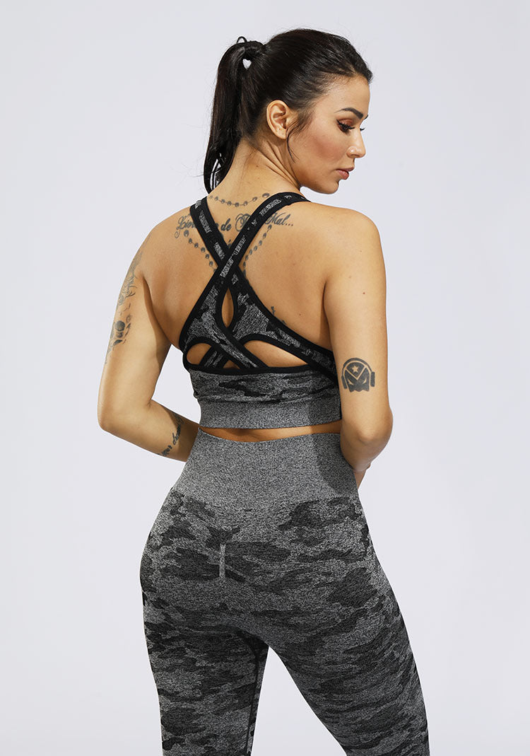 2 Piece Sports Yoga Gym Fitness Camo Athletic Pants Sportswear Leggings Seamless Active Bra Top Set The Clothing Company Sydney