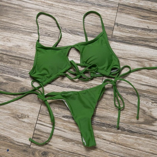 2 Piece Push Up Bra Top Padded String Thong Bikini Low Waist Swimsuit Swimwear The Clothing Company Sydney