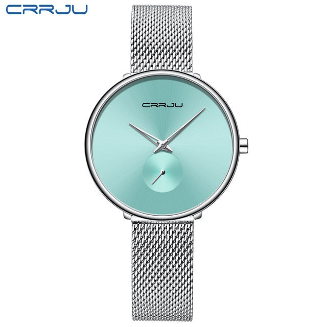 Minimalist waterproof quartz wristwatch for women by The Clothing Company Sydney, featuring a simple casual design and mesh strap.