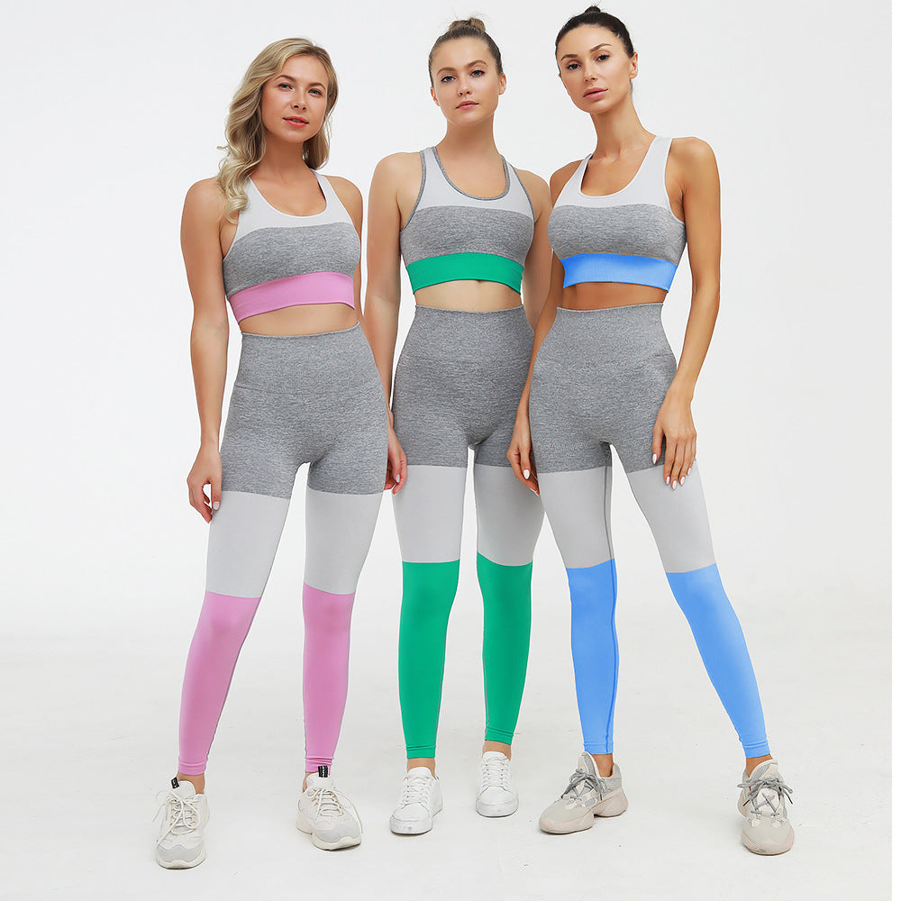Seamless 2-piece sports suit set from The Clothing Company Sydney with athletic pants, sports bra, perfect for yoga and gym workouts.