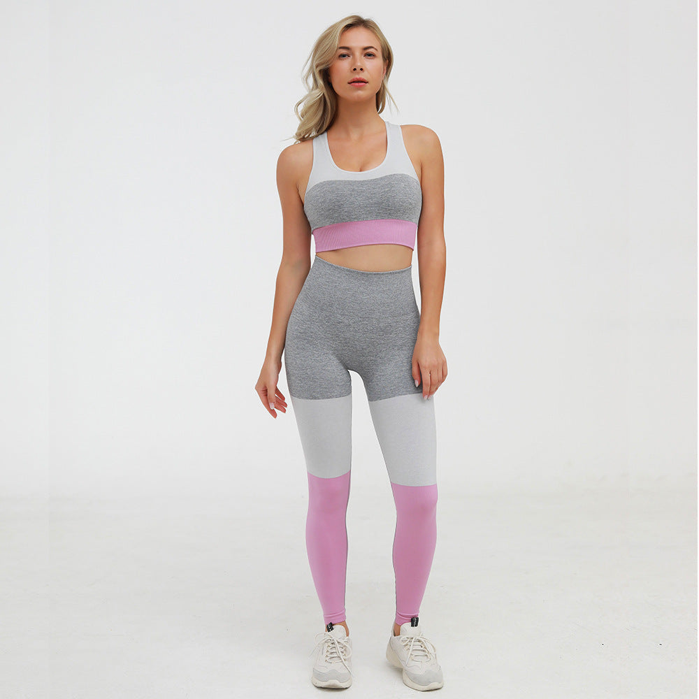 Seamless 2-piece sports suits set by The Clothing Company Sydney with athletic pants and sports bra for gym and yoga activities.