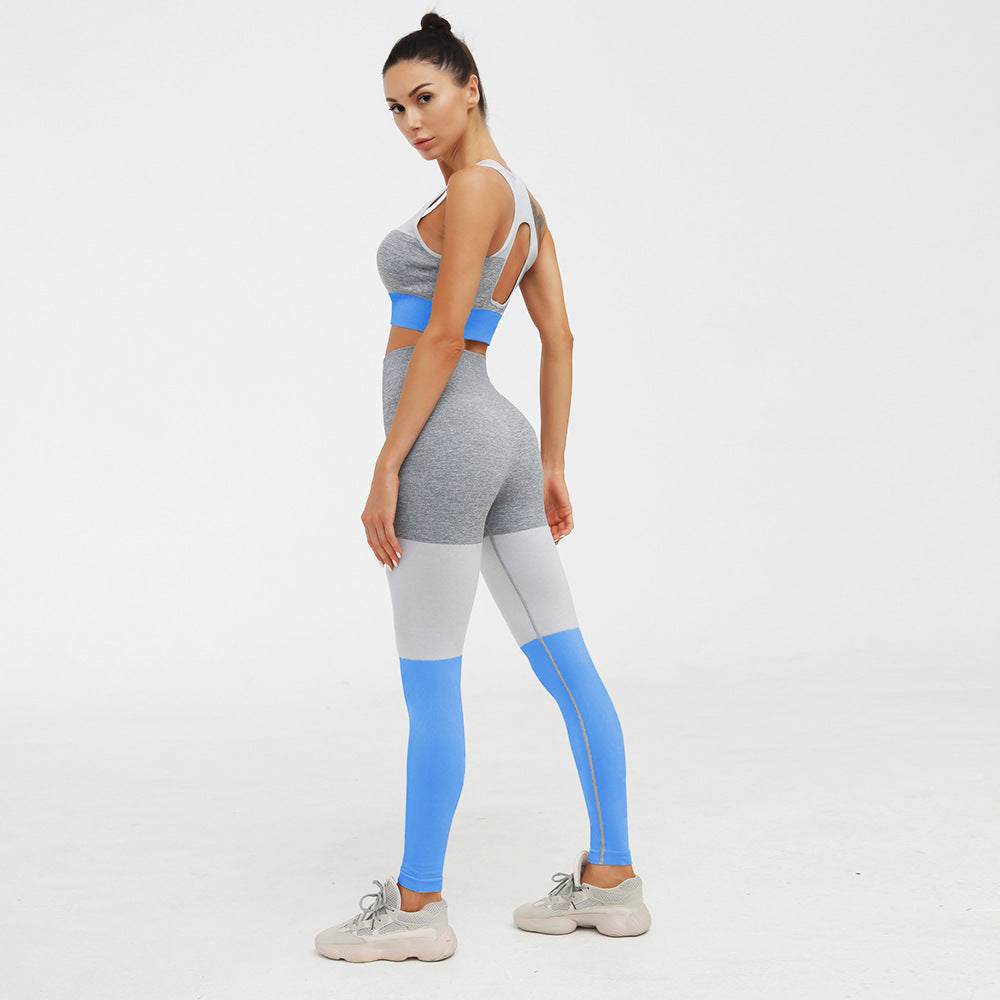Two-piece sports suit set from The Clothing Company Sydney featuring seamless yoga leggings and sports bra for gym and fitness activities.
