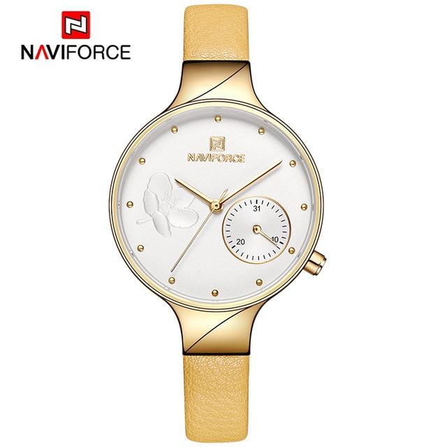 Luxury fashion quartz wrist watch for ladies by The Clothing Company Sydney, featuring a leather strap and waterproof design.