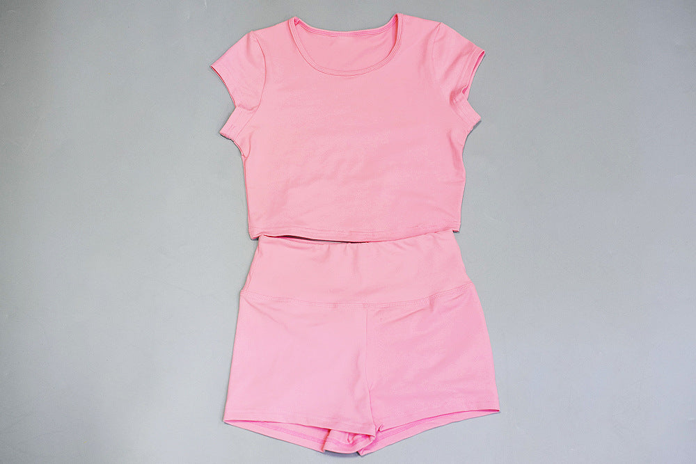 Two-piece sports suit set from The Clothing Company Sydney featuring athletic shorts and short sleeve shirt for gym and fitness activities.