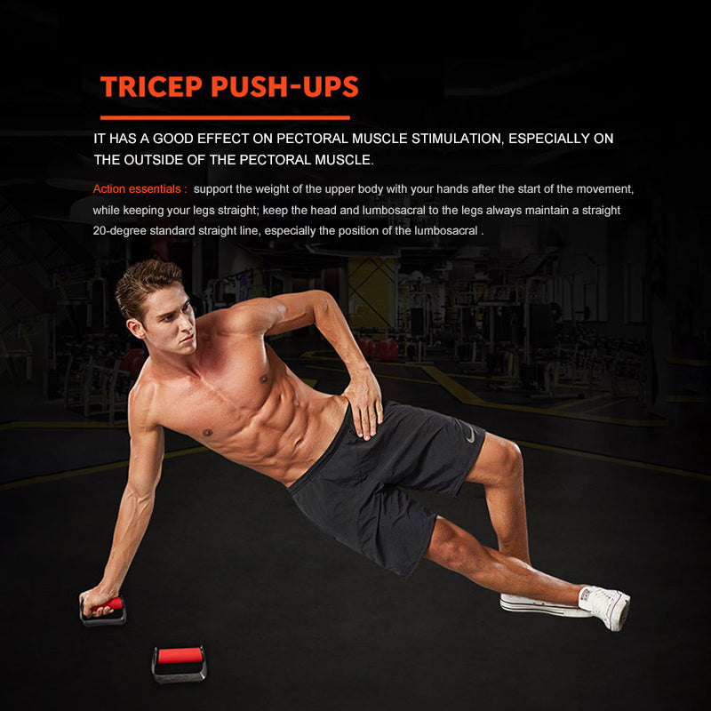 Two-piece H-shaped ABS fitness push-up bars with sponge hand grips, designed for chest training and strength exercises.