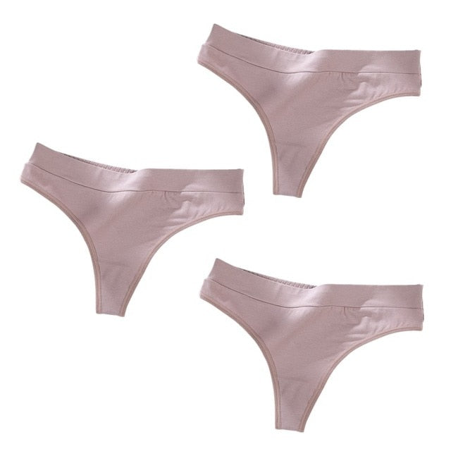 Three-pack of The Clothing Company Sydney sexy thong panties, low-rise G-string underwear for women, ergonomic and comfortable fit.