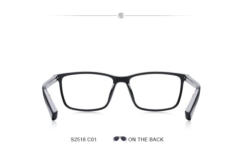 Luxury men's acetate prescription eyeglasses with spring hinges and silicone temple tips, from The Clothing Company Sydney.