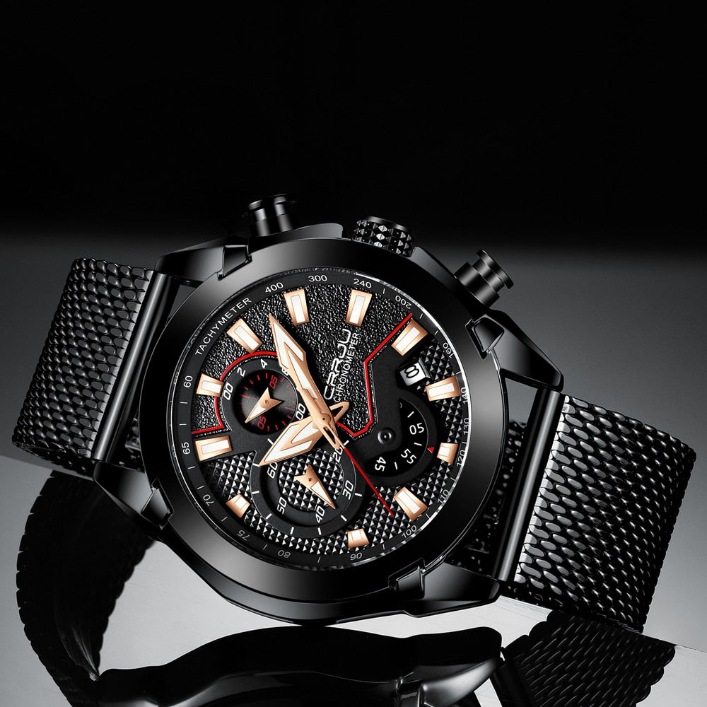 Luxury brand Army military watch with high-quality 316L stainless steel case and chronograph features for men.