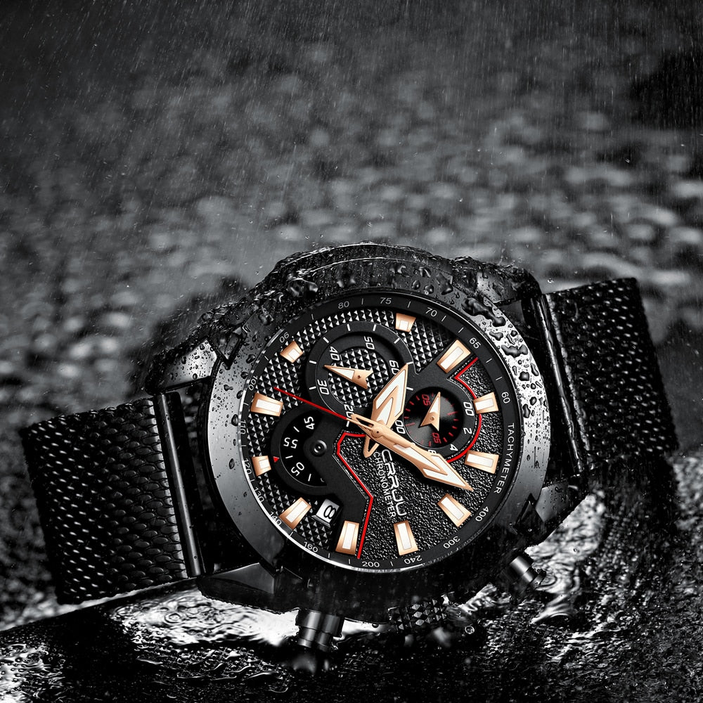 Luxury Army Military Watch by The Clothing Company Sydney, high-quality 316L stainless steel chronograph men's watch showing dial and strap.