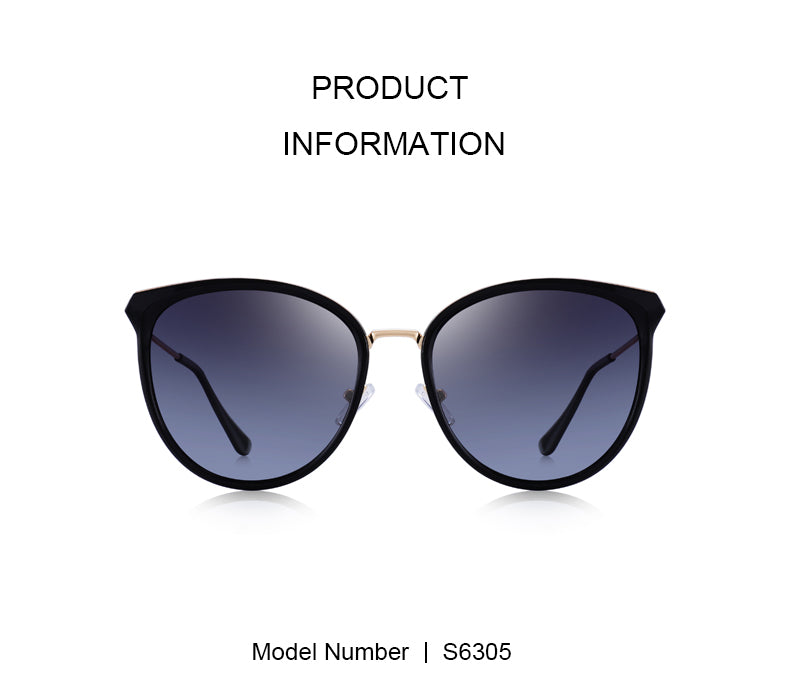 Luxury women's cat eye sunglasses by The Clothing Company Sydney with polarized lenses and UV400 protection.