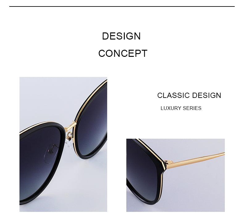 Designer women's cat eye sunglasses by The Clothing Company Sydney with polarized lenses and UV400 protection.