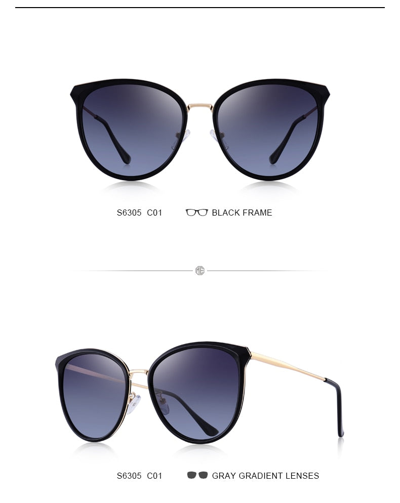 Luxury designer women's cat eye sunglasses by The Clothing Company Sydney with polarized lenses and UV400 protection.