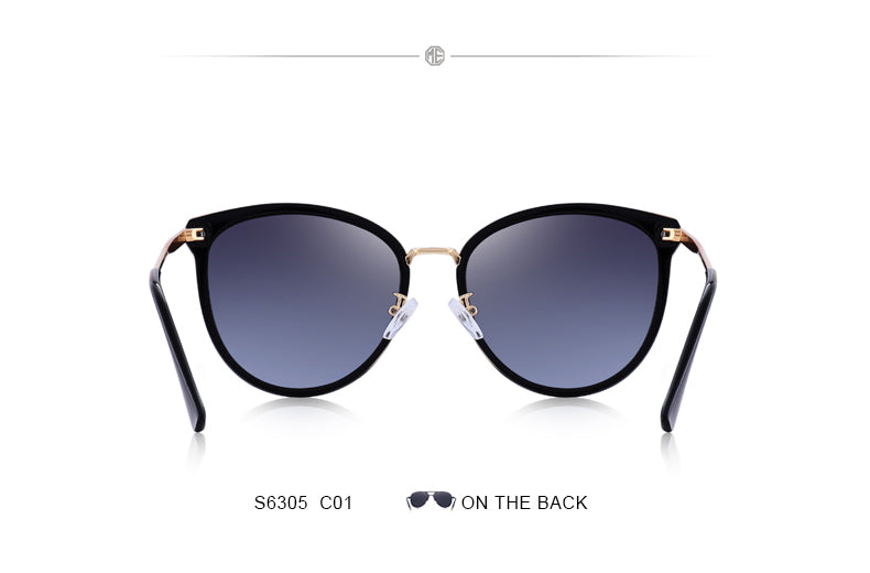 Luxury designer women's cat eye sunglasses by The Clothing Company Sydney with polarized lenses and UV400 protection.