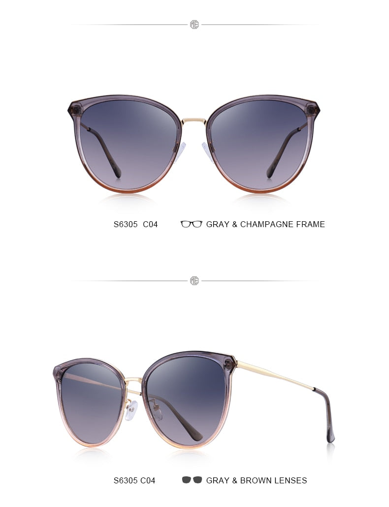 Designer women's cat eye sunglasses by The Clothing Company Sydney with polarized lenses and UV400 protection.