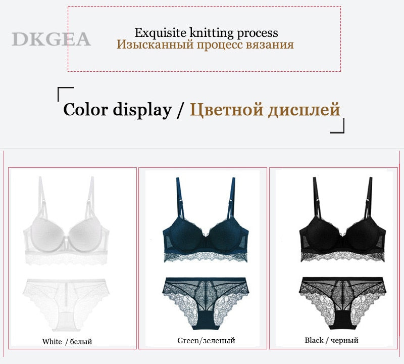 2-piece lace bra and panties set by The Clothing Company Sydney, featuring push-up design, embroidered details, and cotton fabric.