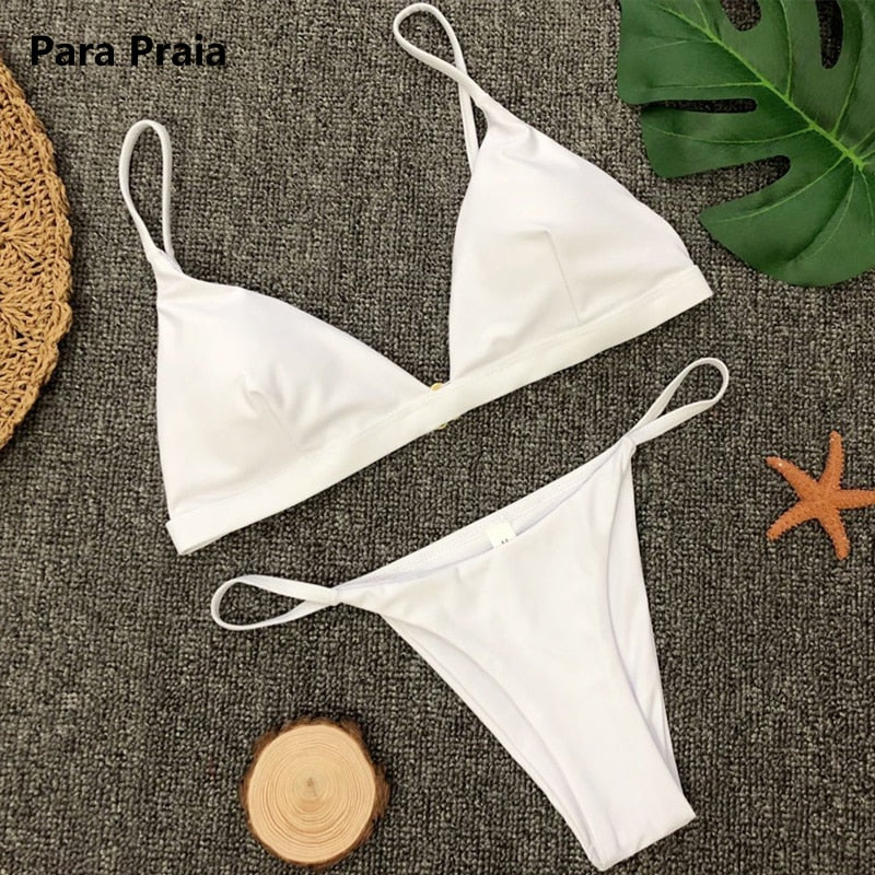 2 Piece Solid Sexy Push Up Swimwear Women Brazilian Swimsuit Low Waist Halter Bathing Suit Bikini Set The Clothing Company Sydney