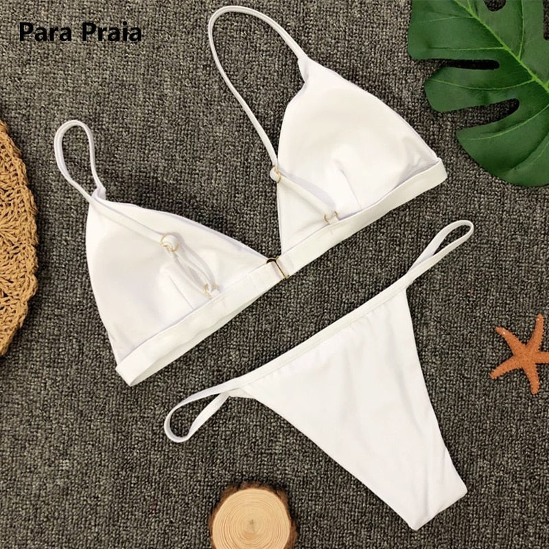 2 Piece Solid Sexy Push Up Swimwear Women Brazilian Swimsuit Low Waist Halter Bathing Suit Bikini Set The Clothing Company Sydney