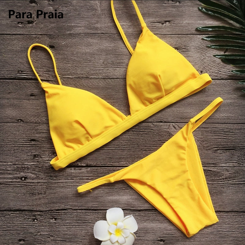 2 Piece Solid Sexy Push Up Swimwear Women Brazilian Swimsuit Low Waist Halter Bathing Suit Bikini Set The Clothing Company Sydney