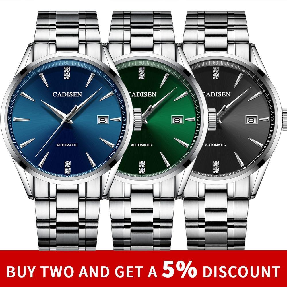 Automatic Mechanical Men's Watch Stainless Steel Japan NH35A Curved Glass Business Fashion Leisure Waterproof Wrist Watch The Clothing Company Sydney