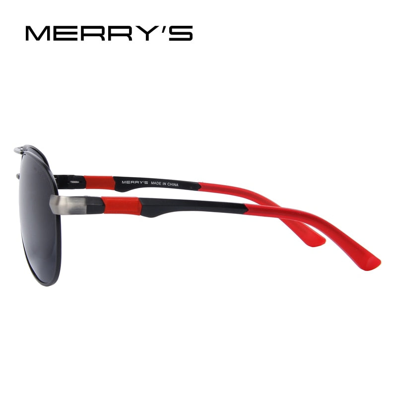 Classic men's pilot sunglasses with polarized lenses, alloy frame, spring legs, UV400 protection, suitable for driving and aviation.