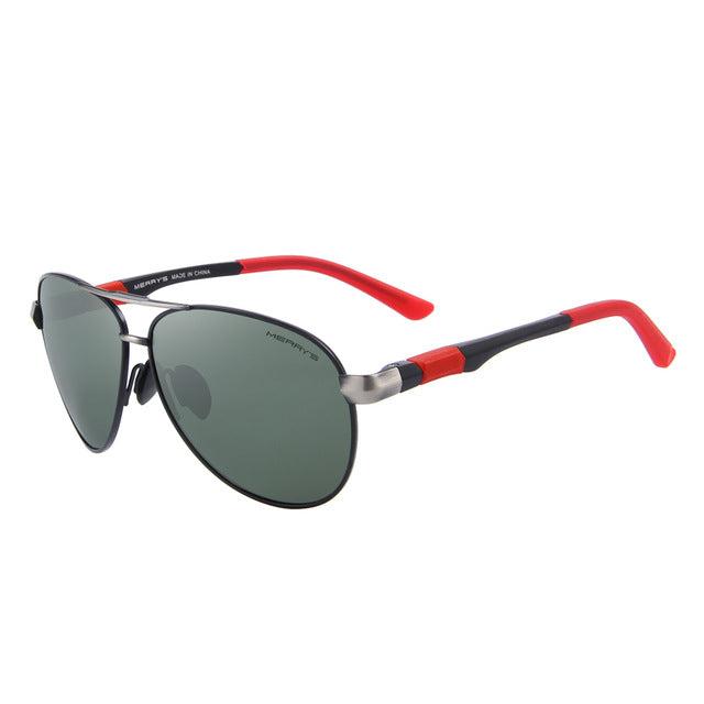 Classic men's pilot sunglasses by The Clothing Company Sydney with polarized lenses, alloy frame, spring legs, UV400 protection.