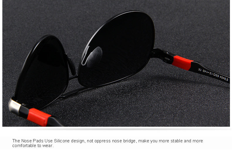 Classic pilot men's sunglasses with polarized lenses, alloy frame, spring legs, UV400 protection, ideal for driving and aviation.