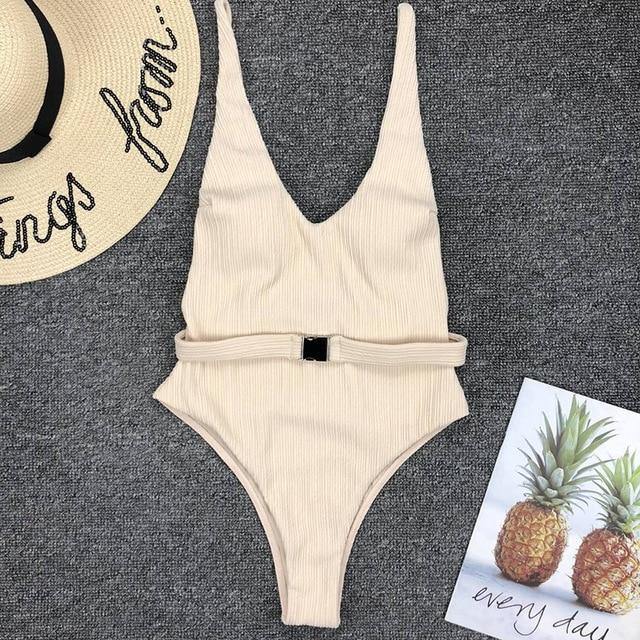 Sexy solid one-piece swimsuit for women by The Clothing Company Sydney, featuring a flattering monokini style and comfortable fit.