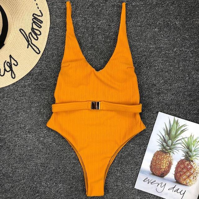 Sexy solid one-piece swimsuit for women by The Clothing Company Sydney, featuring a flattering monokini design and sleek swimwear style.