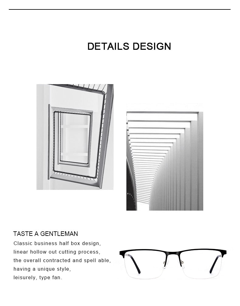 Ultralight titanium square eyeglasses frame for men, prescription optical glasses with myopia correction, by The Clothing Company Sydney.