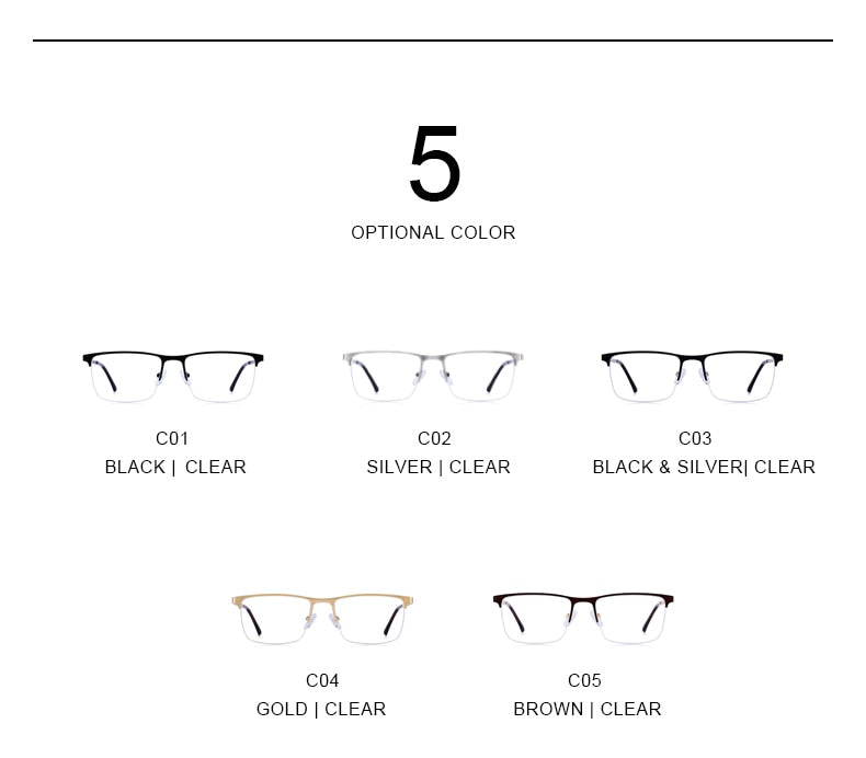 Ultralight titanium square eyeglasses frame for men with prescription lenses, designed by The Clothing Company Sydney.