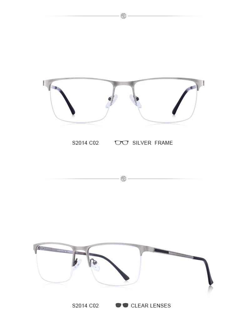 Ultralight titanium square eyeglasses frame for men with prescription lenses, designed for myopia, by The Clothing Company Sydney.