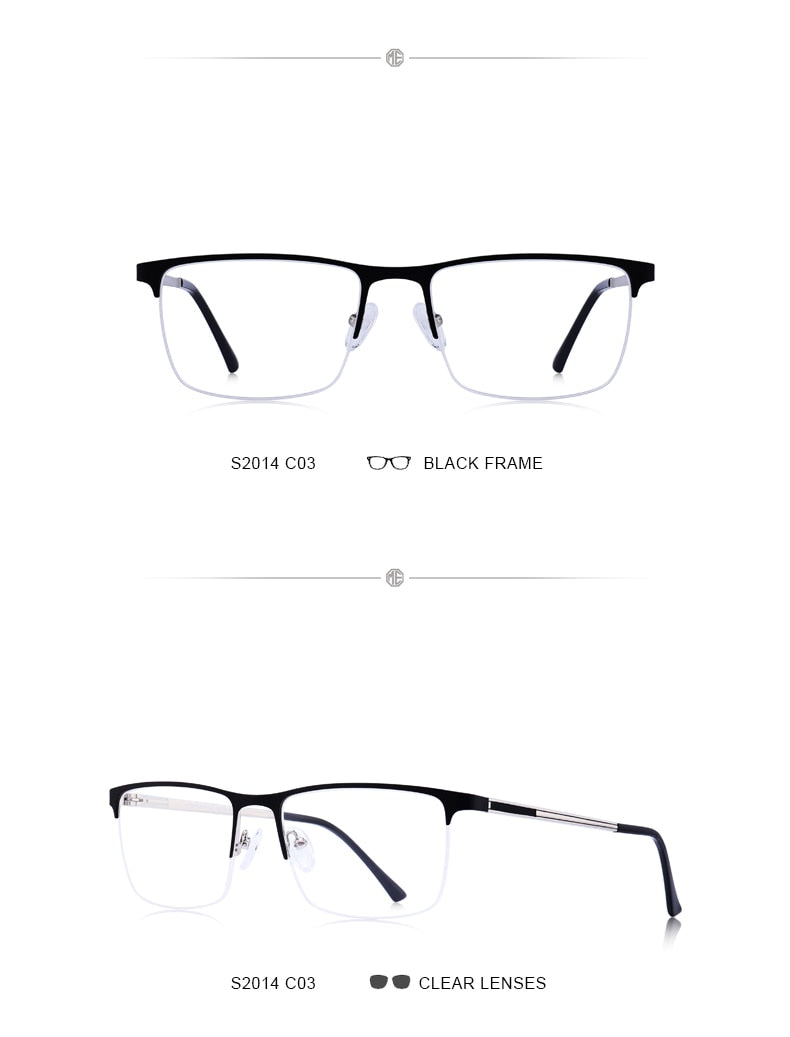 Ultralight titanium square eyeglasses frame for men, prescription optical glasses with myopia lenses, designed for stylish vision correction.