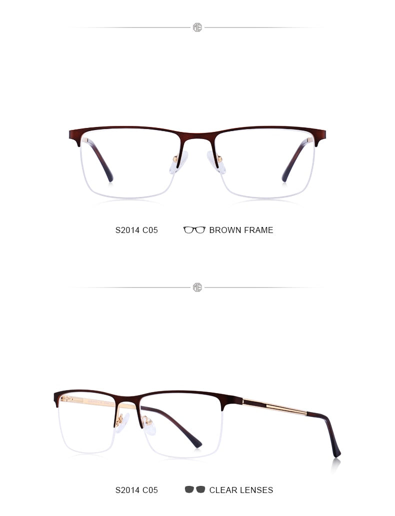 Ultralight titanium square eyeglasses frame for men with prescription lenses, designed for myopia, by The Clothing Company Sydney.