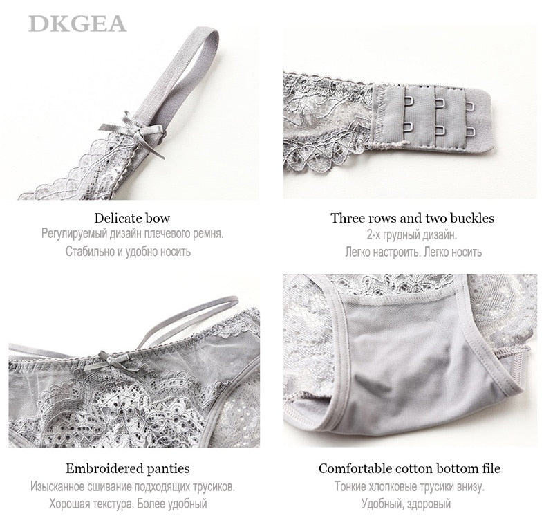 Cotton sexy lingerie set with push-up bra and matching embroidered lace panties from The Clothing Company Sydney.