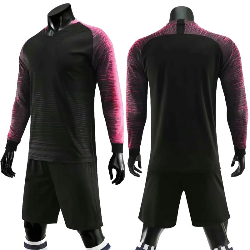 Adult kids soccer long sleeve jersey set with matching shorts from The Clothing Company Sydney, ideal for football training.