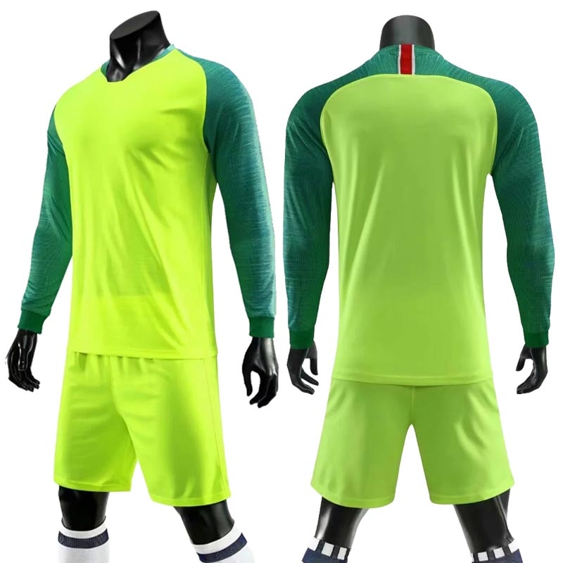Adult kids soccer long sleeve jersey and shorts set by The Clothing Company Sydney, ideal for football training and sports.