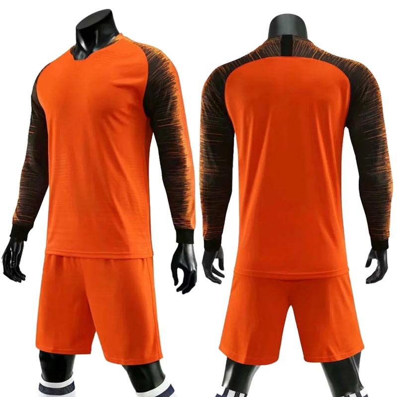 Adult kids soccer long sleeve jersey set with shorts, custom football training uniforms by The Clothing Company Sydney.