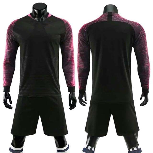 Adult kids soccer long sleeve jersey set with matching shorts, custom football training uniforms by The Clothing Company Sydney.