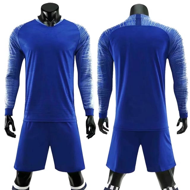 Adult kids soccer long sleeve jersey and shorts set by The Clothing Company Sydney, ideal for football training and sports.