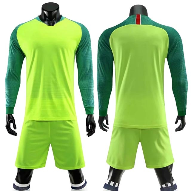 Adult kids soccer long sleeve jersey set with shorts, custom football training uniforms by The Clothing Company Sydney.