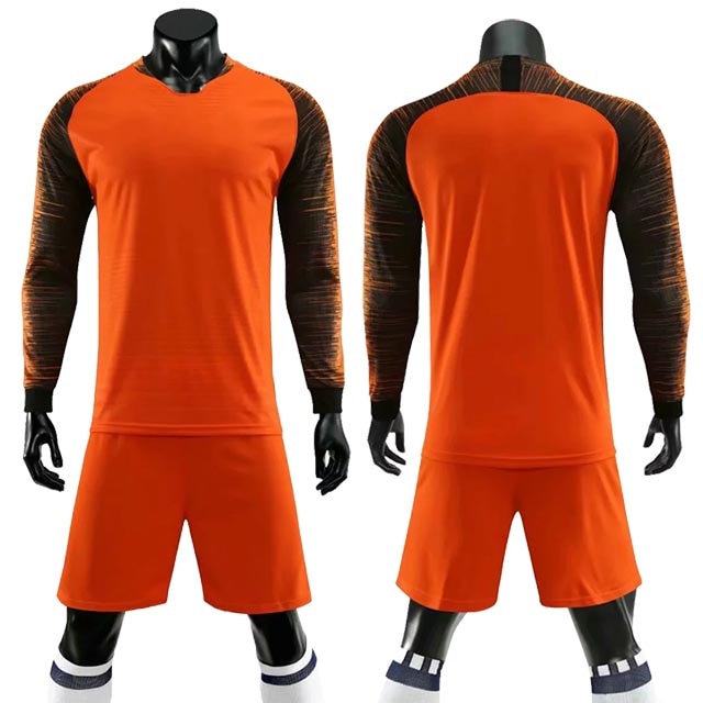 Adult kids soccer long sleeve jersey set with matching shorts, custom football training uniforms by The Clothing Company Sydney.