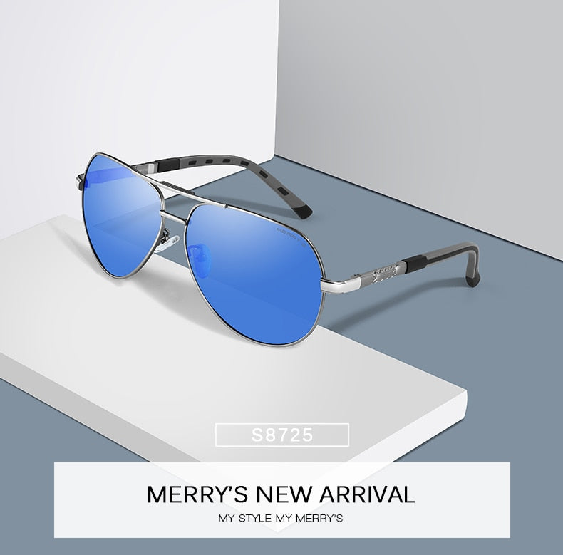 Designer men's aluminum polarized pilot sunglasses with UV400 protection, aviation-style frame for driving and outdoor use