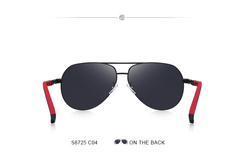 Men's pilot sunglasses by The Clothing Company Sydney with aluminum frame, polarized lenses, UV400 protection, ideal for driving.