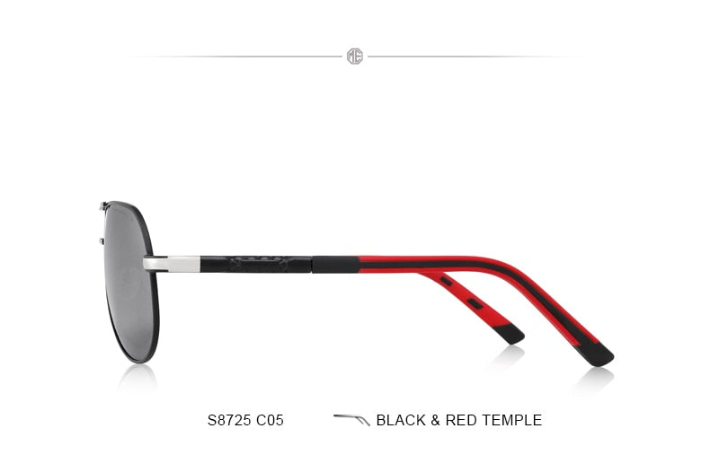 Designer men's aluminum polarized pilot sunglasses with aviation frame, UV400 protection, ideal for driving by The Clothing Company Sydney